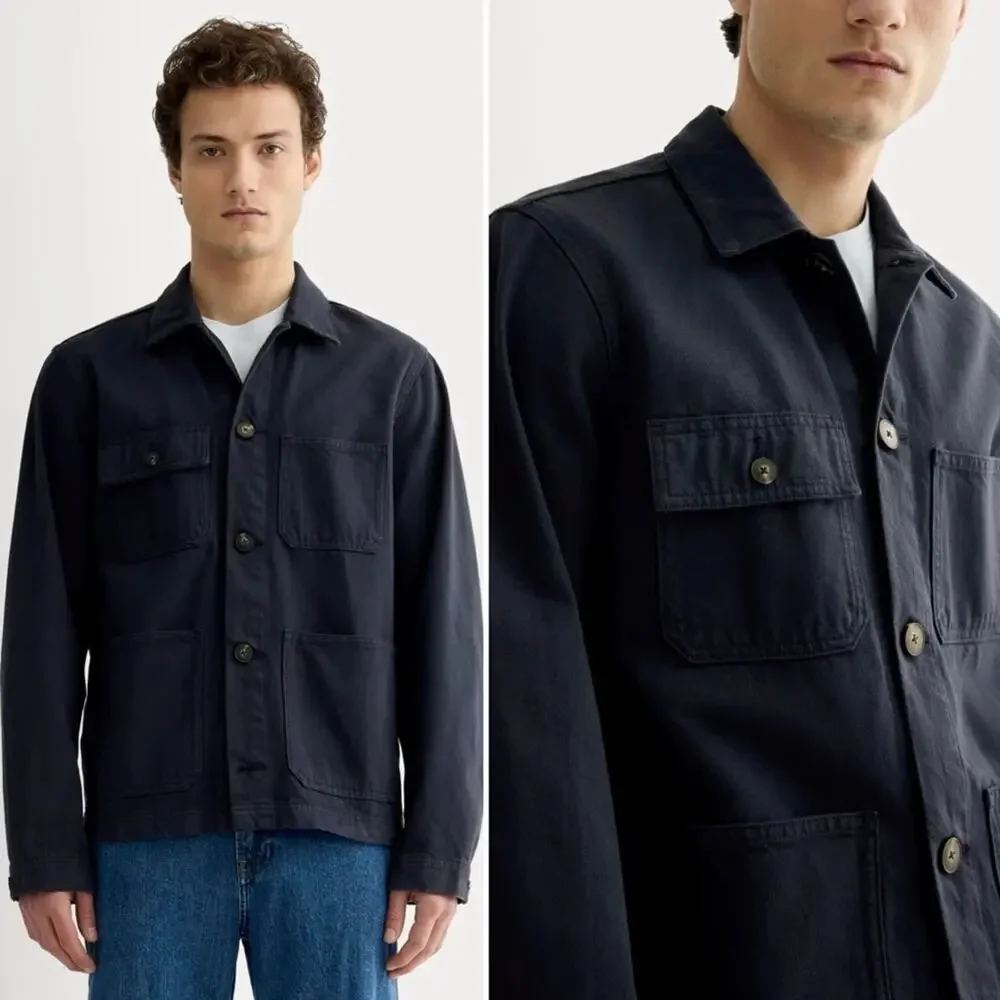 Everlane Men’s Denim Utility Jacket Navy Organic Cotton Workwear Small NWOT